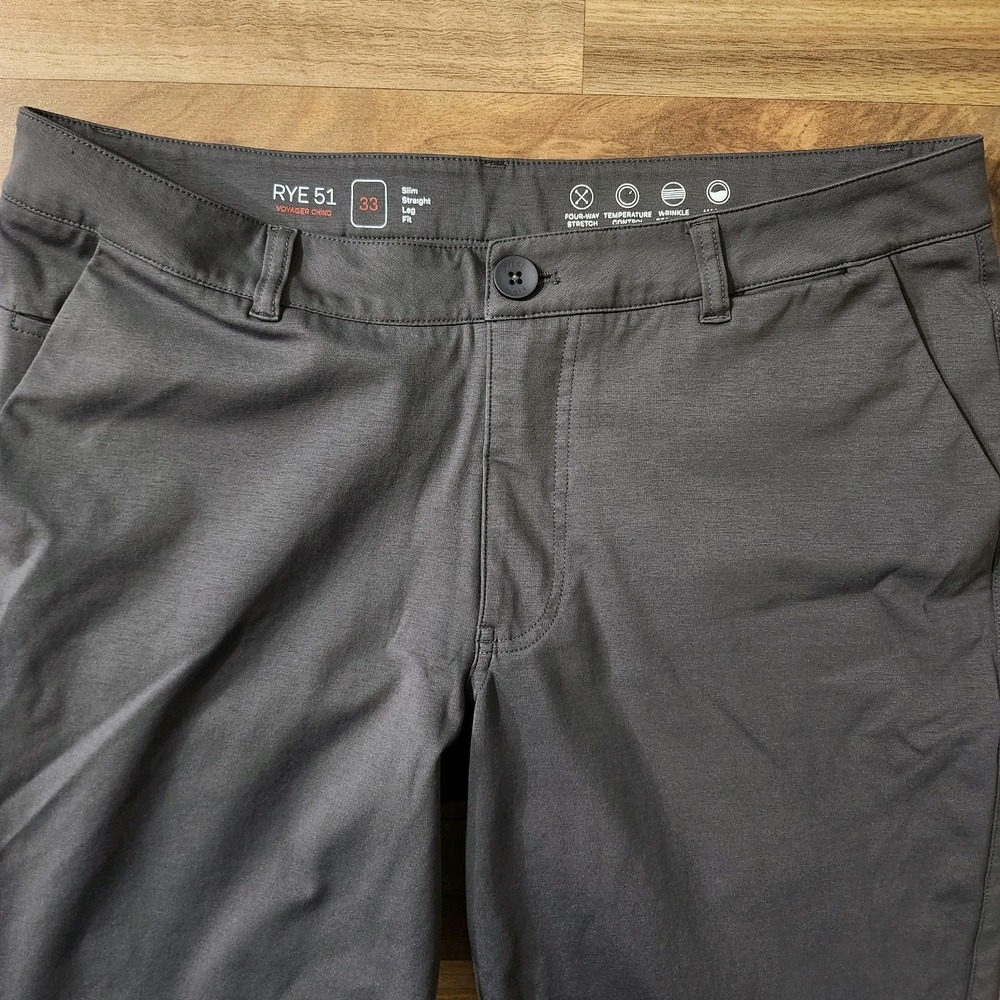 Rye 51 Voyager Chino Pants 33x31 Gray Tech Performance Lightweight 5 Pocket Euc - Picture 16 of 16